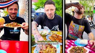 DELICIOUS Isan Breakfast and Thai Street Food  Durian Raw Beef Isan Food Somtam