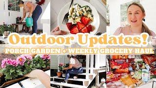 SMALL PORCH GARDEN CLEAN + DECORATE  WEEKLY GROCERY HAUL  HOMEMAKING MOTIVATION 2024  MarieLove