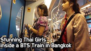 Walking Like a Dog  Stunning Thai Girls inside a BTS Train in Bangkok