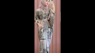 4 model baju gamis dan gaun bahan katun motif dan bahan tile fuul payet