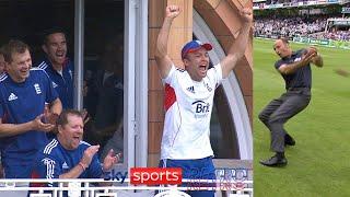 Nasser Hussain misses a catch to the delight of the England cricket team