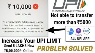 Increase upi limit  Problem solved  send 5 lakhs now