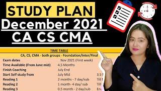 STUDY PLAN for December 2021 CA Exams CS Exams & CMA Exams ⏱