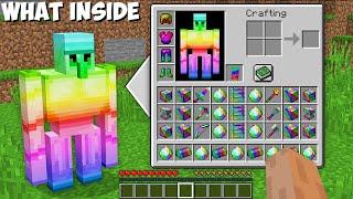 How to OPEN SECRET INVENTORY of RAINBOW GOLEM in Minecraft ? NEW SECRET ITEMS 