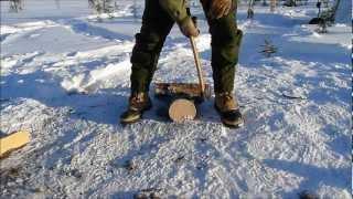 Axe Techniques Firewood Splitting On Snow