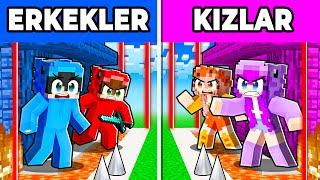 ERKEKLER vs KIZLAR EN GÜVENLİKLİ Minecraft Evi Yapı Kapışması