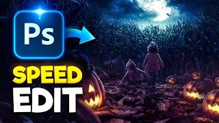 Creating SPOOKY Artwork in Photoshop  Night of Fear Speed Art