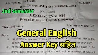 General English  सामान्य अंग्रेजी  B.A 1st Year 2nd Semester Main Exam 2024 Answer Key 2024 RRBMU