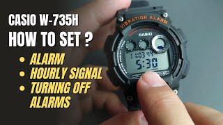 Casio W-735H Setting and Turning Off Alarm Hourly Signal  W735 W-735H 