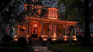 Creepy Night Walk Through American Neighborhood at Halloween  Nature Sounds for Sleep and Study