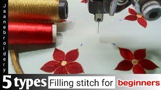 5 types filling stitch - Basic embroidery flower filling stitches for beginners