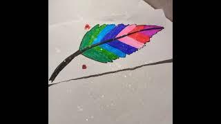 Rainbow Feather Painting with Markerpen #@FarjanaDrawingAcademy #creativeart #art #shorts