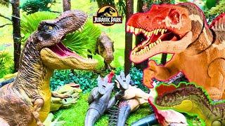T- REX vs Scorpius Rex Vs Indoraptor vs Giganotosaurus vs Therzinosaurus Jurassic World Collection