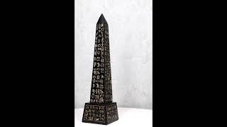 Ebros Egyptian Temple of Ra Gold Black Luxor Obelisk With Hieroglyphs Statue 8H