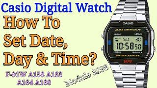 Casio Digital F91W Set Time  Casio Alarm Chrono WR  A168 A158 Module 3298 Adjust