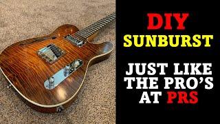 DIY Sunburst. How to stain paint & finish a sunburst guitar body like the pros do PRS Style Burst.