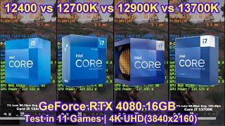 Intel i5 12400 vs i7 12700K vs i9 12900K vs i7 13700K + RTX 4080 - Test in 11 Games  4K3840x2160