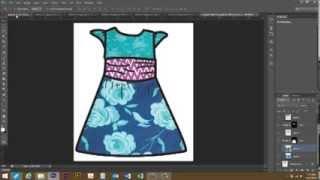 Use photoshop to put patterns in a line drawing clothing design