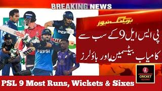 PSL 9 Most Runs Wickets & Sixes After Match 7  Most Runs Wickets & Sixes In PSL 9 2024  HBL PSL