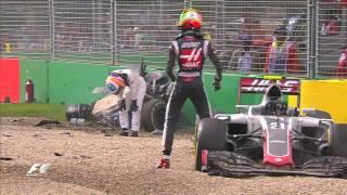 Alonso And Gutierrez Crash  Australian Grand Prix 2016