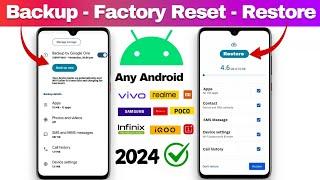 How to Complete Data Backup Factory Reset & Restore Backup in any Android Phone in Hindi 2024