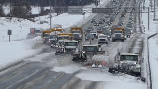 SNOW REMOVAL 2021 SNOW PLOW CONVOY Bridge view