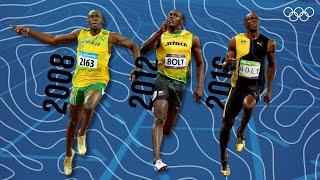 Usain Bolt wins 100m gold three times in a row 