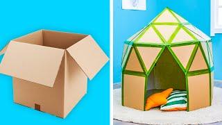 EASY DIY CARDBOARD PLAYHOUSE  5-Minute Decor Projects With Cardboard