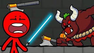 Новый КРАСНЫЙ СТИКМЕН против МОНСТРОВ #4. Мультик ИГРА Red Stickman Adventure