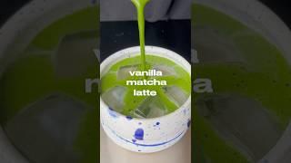 vanilla matcha latte #matcha #vanilla #latte #homecafe #asmrfood #cup #aesthetic #shorts #tea