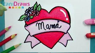 How to draw a HEART Mothers day - Step by step