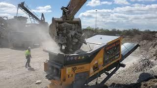 Arjes 250 Impaktor Shredding Recycled Concrete with Rebar