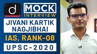 Jivani Kartik Nagjibhai Rank - 08 IAS - UPSC 2020 - Mock Interview I Drishti IAS English