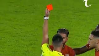 Sergio Ramos asked the referee to check VAR. REF checked the yellow gave direct red card. 2-1 highl