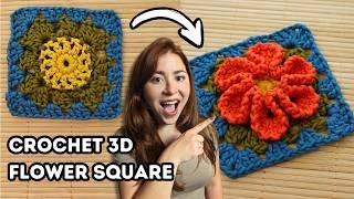 Crochet 3D Flower Granny Square Tutorial  Brunaticality Crochet