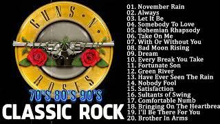 Guns N Roses Aerosmith Bon Jovi Metallica Queen ACDC U2  Best Classic Rock Songs 70s 80s 90s