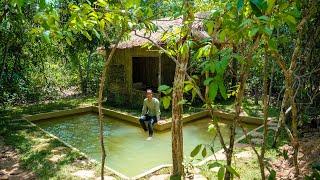 Adding a Swimming Pool to my Little Bamboo House by ancient skills Girl solo Living Off Grid