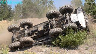 Mercedes Truck Rolls Down Hill Edge Excavator to the Rescue