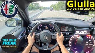 2024 Alfa Romeo Giulia Q4 Veloce 280 PS  Autobahn POV Top Speed with Fuel Consumption