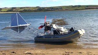 Homemade Ekranoplan testing phase 2 flying boat wing in ground effect