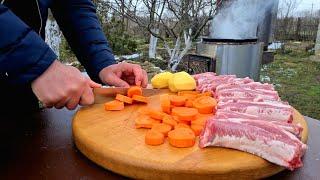 Сельский Ужин Жаркое по-Деревенски. Countryside Dinner Rustic Roast.