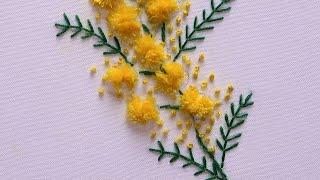 Hand Embroidery Mimosa Flowers