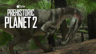 Austroraptor fishing in wetlands - Prehistoric Planet season 2