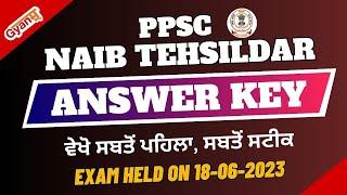 Punjab Naib Tehsildar 2023  Answer Key  18-06-2023  PPSC Naib Tehsildar  Analysis  Check Score