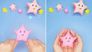 Origami Lucky Star ⭐️⭐️ How to make a 3D paper star  DIY Paper Craft Ideas
