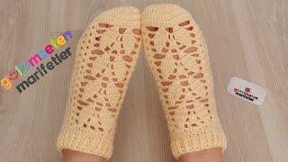 Crochet easy leafy ladies boots booties model