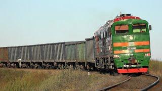 Тепловоз 2ТЭ116-889 с грузовым поездом  Diesel locomotive 2TE116-889 with freight train