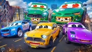 Zombie Monster Trucks Rampage in the City - Police Car Chase Intervention Hero Cars Movie 100 min