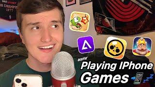 ASMR Playing IPhone Games  relaxing gaming + gum chewing
