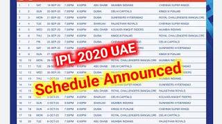 IPL 2020 Schedule announced - Watch full new Schedule here